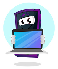 Image showing Mobile emoji showing his laptop illustration vector on white bac