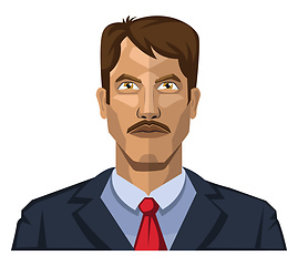 Image showing Guy with mustaches and brown hair illustration vector on white b