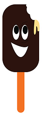 Image showing Smiling brown ice lolly with bite mark vector illustration on wh
