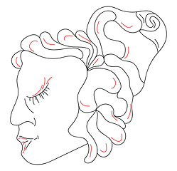 Image showing A woman with tied up hair vector or color illustration