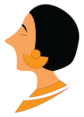 Image showing Lady with yellow earrings vector or color illustration
