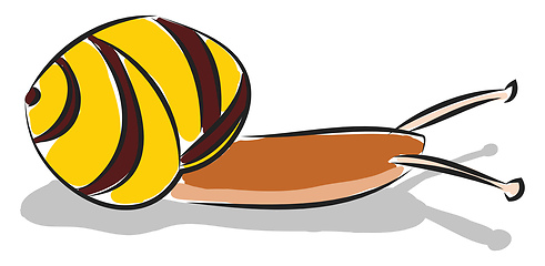 Image showing Simple cartoon of a yellow and brown snail vector illustration o