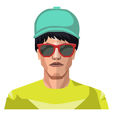 Image showing Boy wearing a blue hat and sunglasses illustration vector on whi