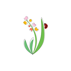 Image showing Ladybug and the flowerillustration vector on white background