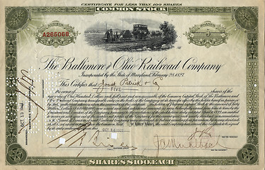 Image showing Old Stock Certificate 3