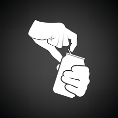 Image showing Human hands opening aluminum can icon