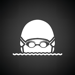 Image showing Swimming man head icon