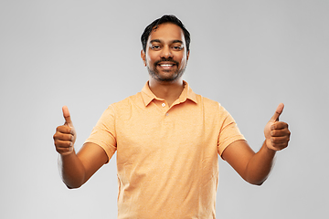 Image showing portrait of happy indian man showing thumbs up