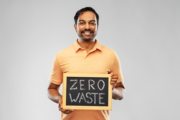 Image showing indian man holding chalkboard with zero waste