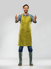 Image showing indian male gardener or farmer showing thumbs up