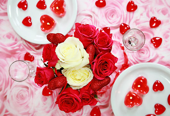 Image showing Table setting for Valentine