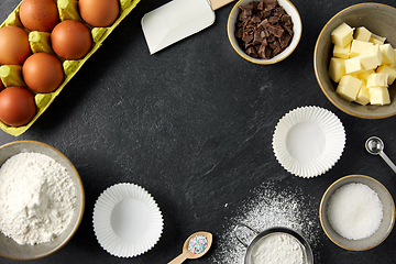 Image showing rolling pin, butter, eggs, flour and chocolate