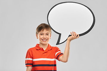 Image showing boy holding speech bubble