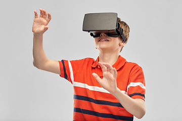 Image showing portrait of happy smiling boy in vr glasses