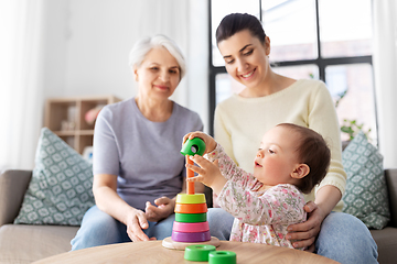 Image showing mother, baby daughter and granny playing at home