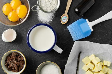 Image showing baking and cooking ingredients on table