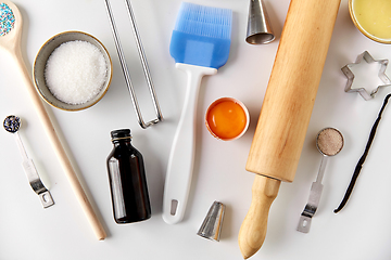 Image showing cooking ingredients and kitchen tools for baking