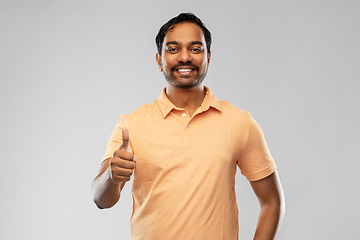 Image showing portrait of happy indian man showing thumbs up