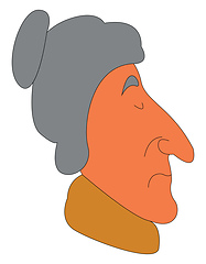 Image showing Side view of an old lady with yellow scarf vector illustration o