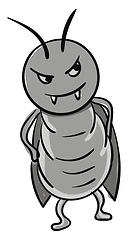 Image showing Angry gray cockroach illustration color vector on white backgrou