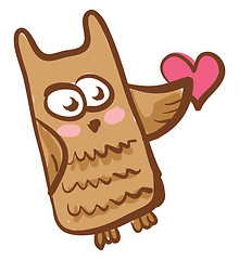 Image showing An owl with pink heart vector or color illustration