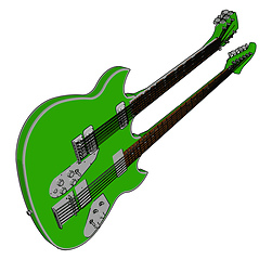 Image showing Double bass guitar with its parts vector or color illustration