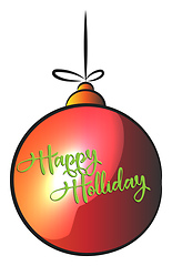 Image showing Red holiday decoration ball with message vector or color illustr