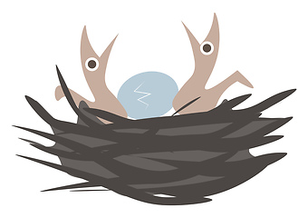 Image showing Beautiful family in a nest vector or color illustration