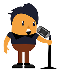 Image showing Man singing on microphone, illustration, vector on white backgro