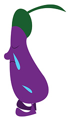 Image showing Emoji of a purple egg plant shedding tears vector color drawing 