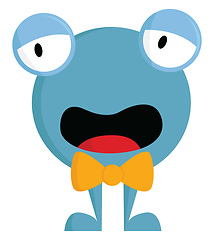 Image showing Blue monster with yellow bowvector illustration on white backgro