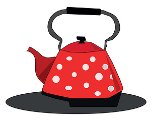 Image showing Clipart of a red kettle/Teapot/Evening snacks time vector or col