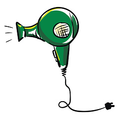 Image showing A green hair dryer vector or color illustration