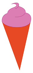 Image showing Drawing of a cute little cartoon cone pink ice cream vector or c