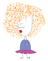 Image showing A child with curly orange hair looks cute vector or color illust
