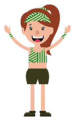 Image showing Open armed cheerful young teen girl illustration vector on white