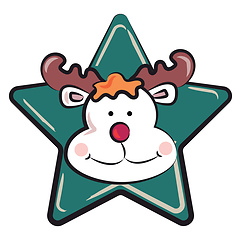 Image showing Reindeer decoration on a blue star vector or color illustration