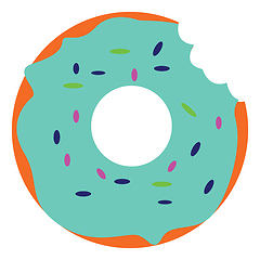 Image showing Bitten blue donut vector illustration on white background
