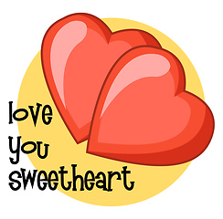 Image showing Two Heart symbols, vector color illustration.