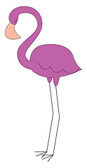 Image showing Sad little pink flamingo illustration vector on white background