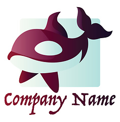 Image showing Minimalistic purple whale with blue rectangle vector logo design