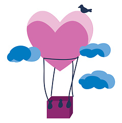 Image showing A gift box with a heart-shaped floating balloon symbolizes valen