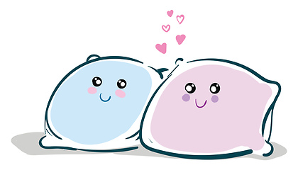 Image showing Baby bluen and pink cute pillows with cute eyes vector illustrat