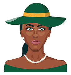 Image showing African girl wearing green hat illustration vector on white back