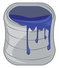 Image showing A paint container holding blue color paint vector color drawing 