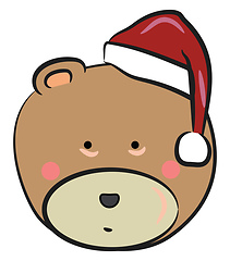 Image showing Bear with Christmas hat vector or color illustration