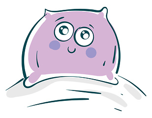 Image showing Vector illustration of a violet smiling cute pillow on white bac