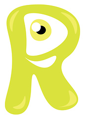 Image showing Happy face of R alphabet vector or color illustration