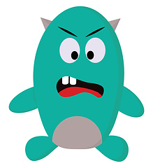 Image showing A green monster, vector color illustration.