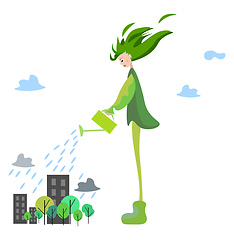 Image showing Tall spring girl vector or color illustration